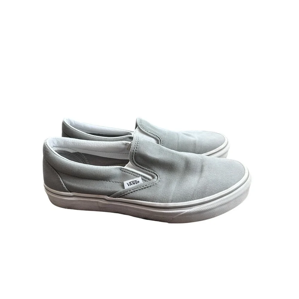 Vans Slip On Shoes‎ Mens 9.5 Womens 11 Gray Classic Canvas Casual Skate Sneakers